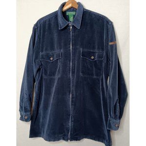 Lauren Ralph Lauren Womens Large Shirt Jacket Blue Corduroy Wide Wale Oversized